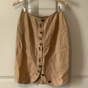 Vintage 90s Rialto California Mini Skirt Women's Small 100% linen Mental Buttons